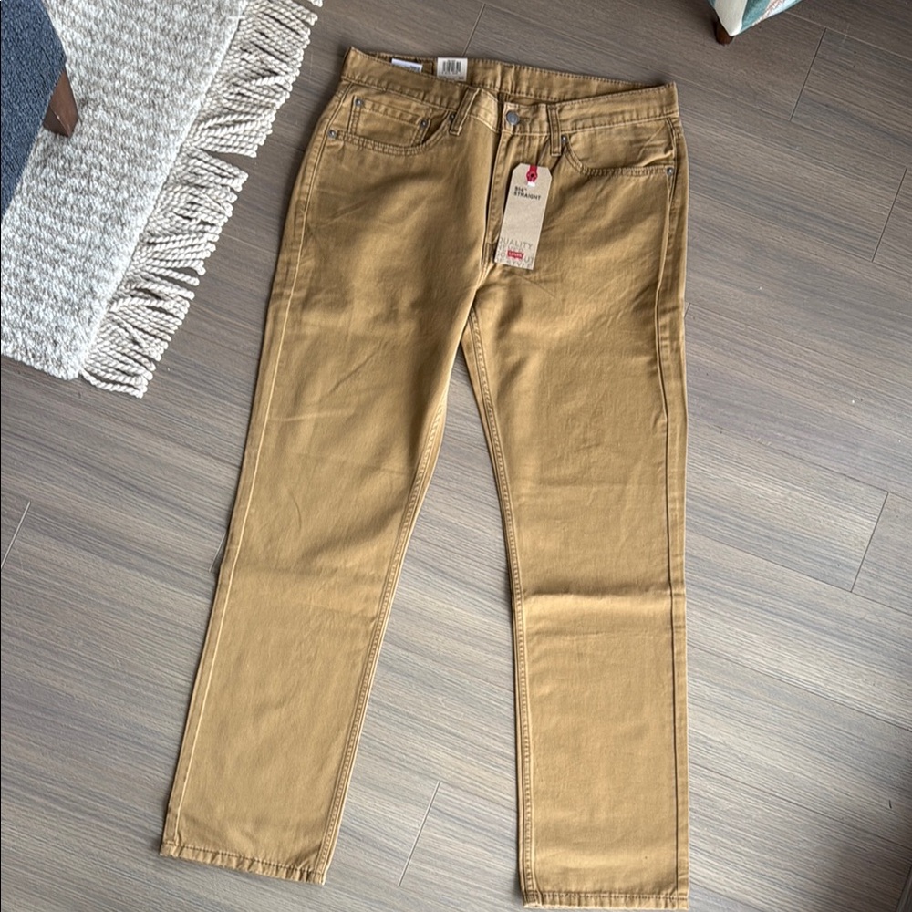 Tan Straight-Leg Pants